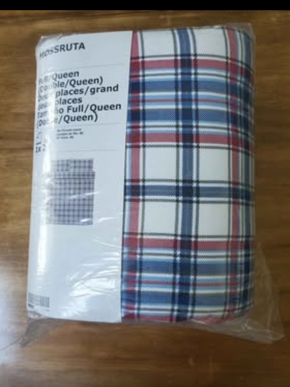 IKEA HÖRNRUTA Plaid Duvet Cover in Red, Blue & White